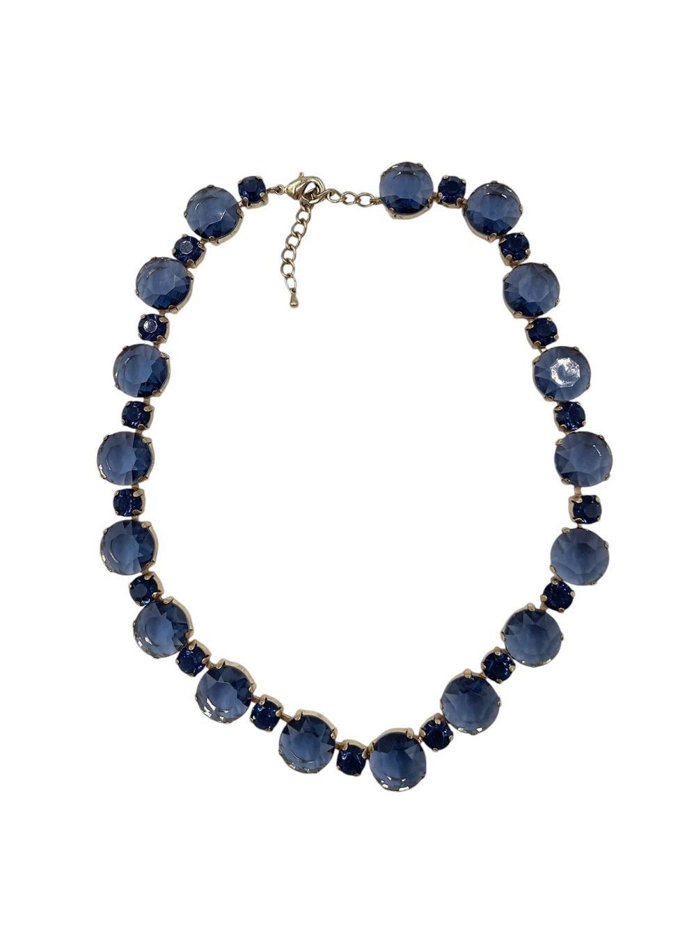 Deep Blue Crystal Gemstone Statement Necklace Costume Jewelry Adjustable Classic